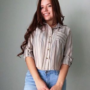 Cropped Button Down Top